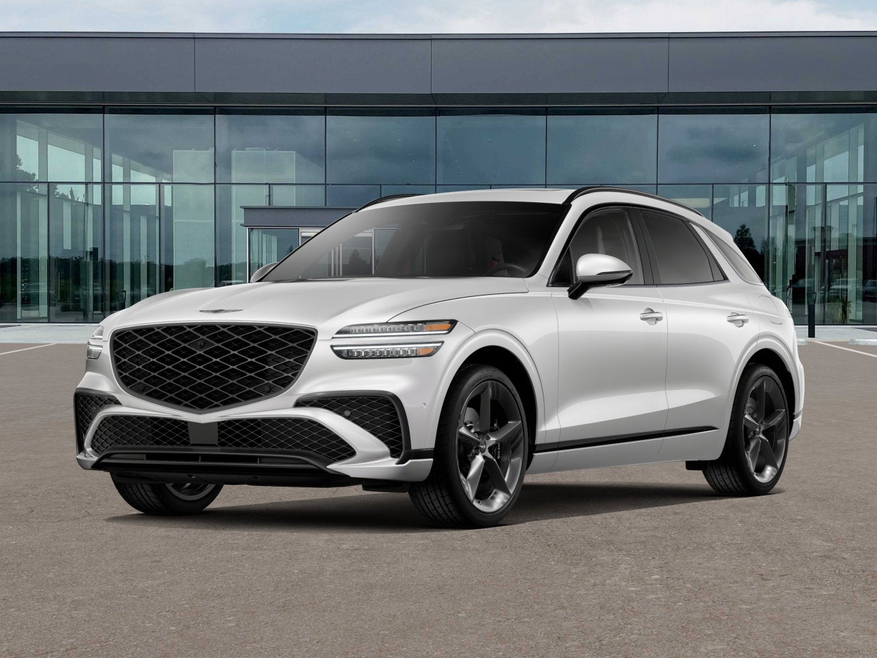 2026 Genesis GV70 3.5T SPORT PRESTIGE in Uyuni White — front three-quarter view