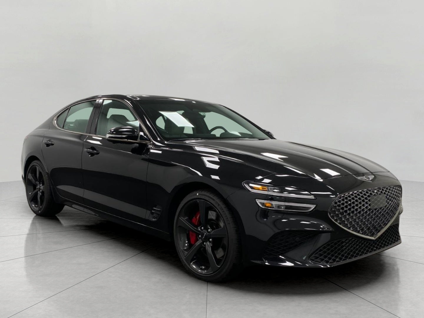 2026 Genesis G70 3.3T SPORT PRESTIGE in Vik Black — front three-quarter view
