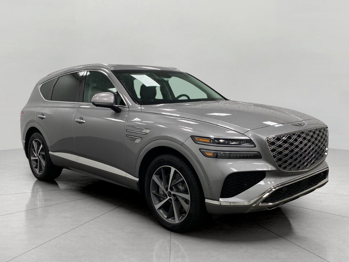 2026 Genesis GV80 3.5T ADVANCED in Savile Silver — front three-quarter view