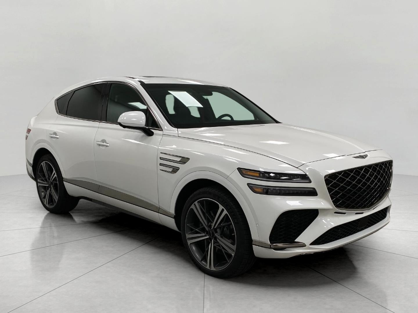 2026 Genesis GV80 Coupe 3.5T E-SC MHEV in Uyuni White — front three-quarter view