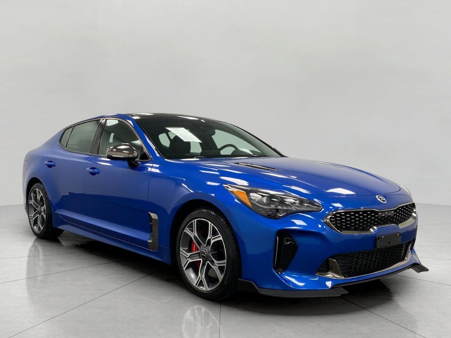 2019 Kia Stinger GT1 AWD in Micro Blue — front three-quarter view