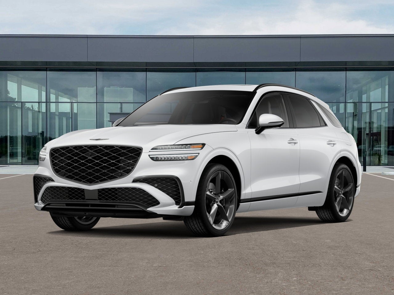 2026 Genesis GV70 3.5T SPORT PRESTIGE in Alta White — front three-quarter view