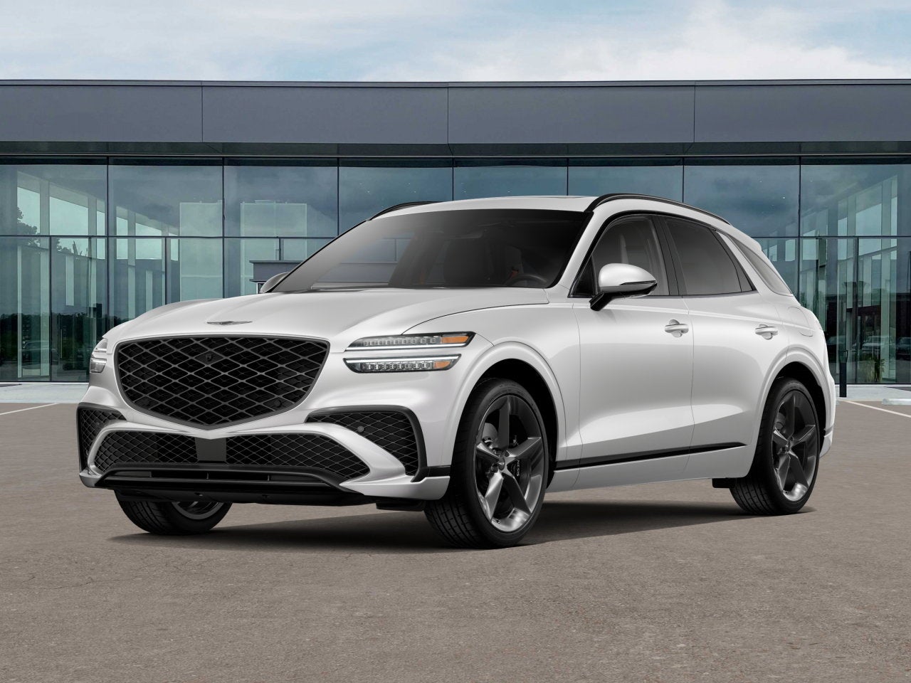 2026 Genesis GV70 2.5T SPORT PRESTIGE in Uyuni White — front three-quarter view