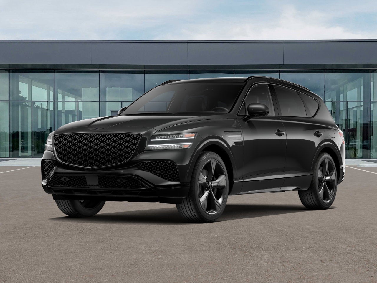 2026 Genesis GV80 2.5T PRESTIGE BLACK in Vik Black — front three-quarter view